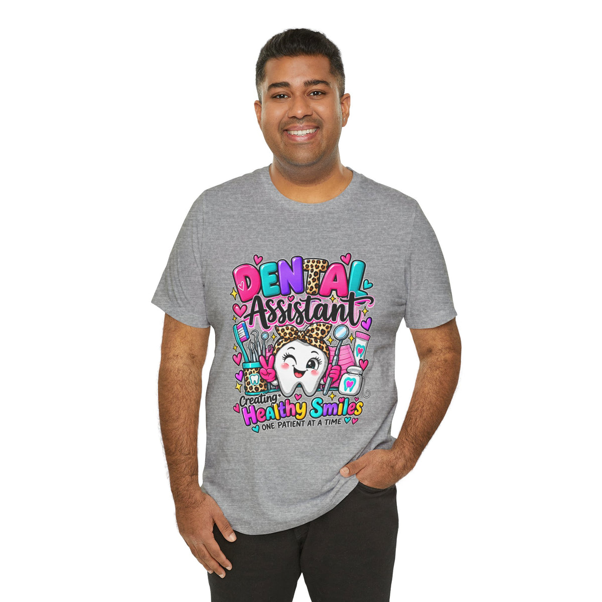 Dental Assistant T-Shirt — Cute 'Healthy Smiles' Cartoon Dental Crew Tee