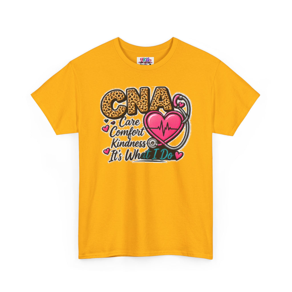CNA Tee - "Care Comfort Kindness" Heartbeat Stethoscope Shirt for Nursing Assistants