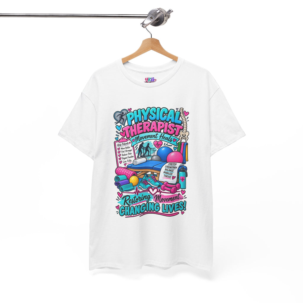 Physical Therapist T-Shirt — "Restoring Movement, Changing Lives" Colorful Rehab Tee