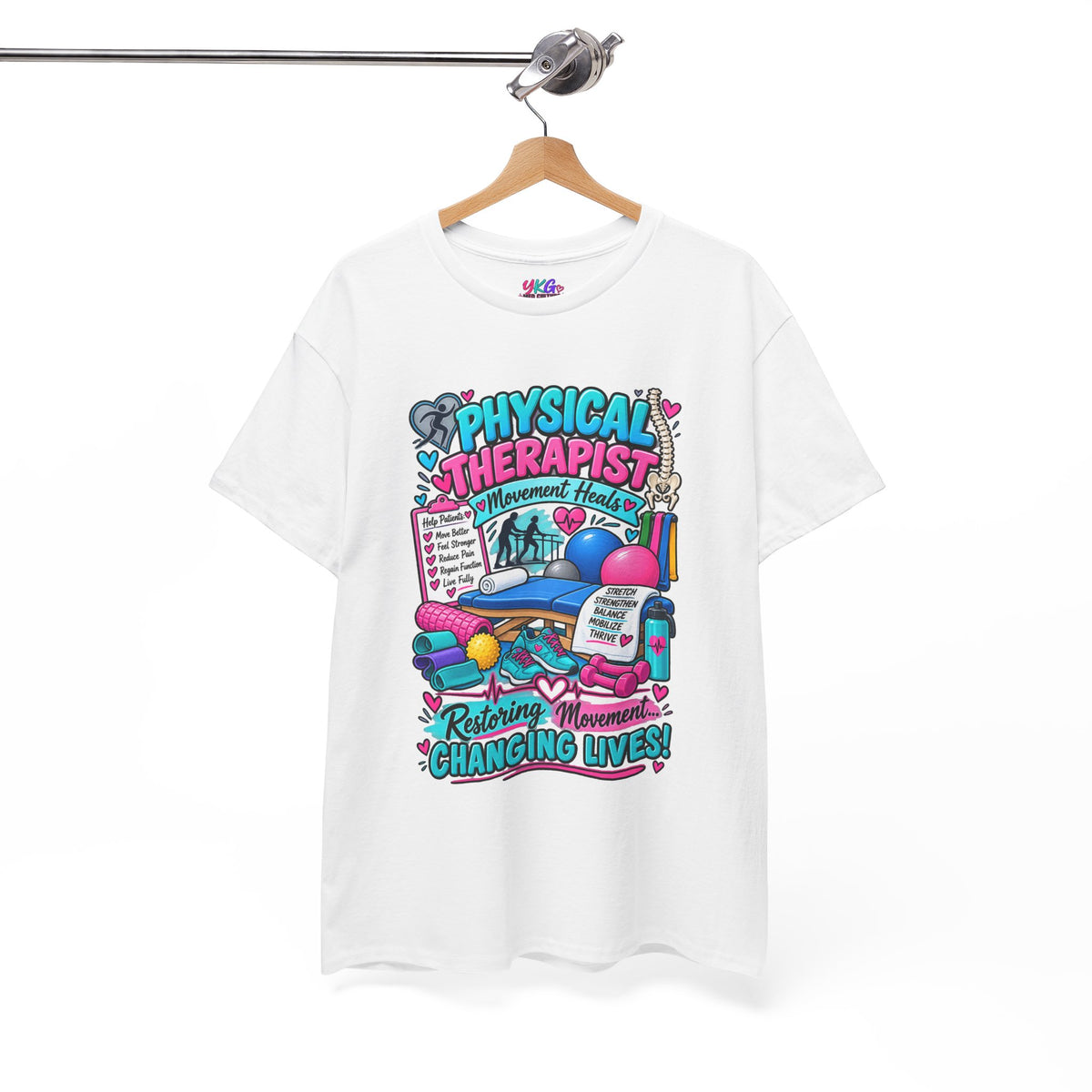 Physical Therapist T-Shirt — "Restoring Movement, Changing Lives" Colorful Rehab Tee