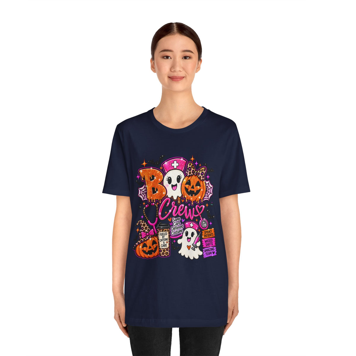 Halloween Boo Crew T-Shirt — Cute Nurse Ghosts, Jack-O'-Lanterns & Candy Graphic Tee