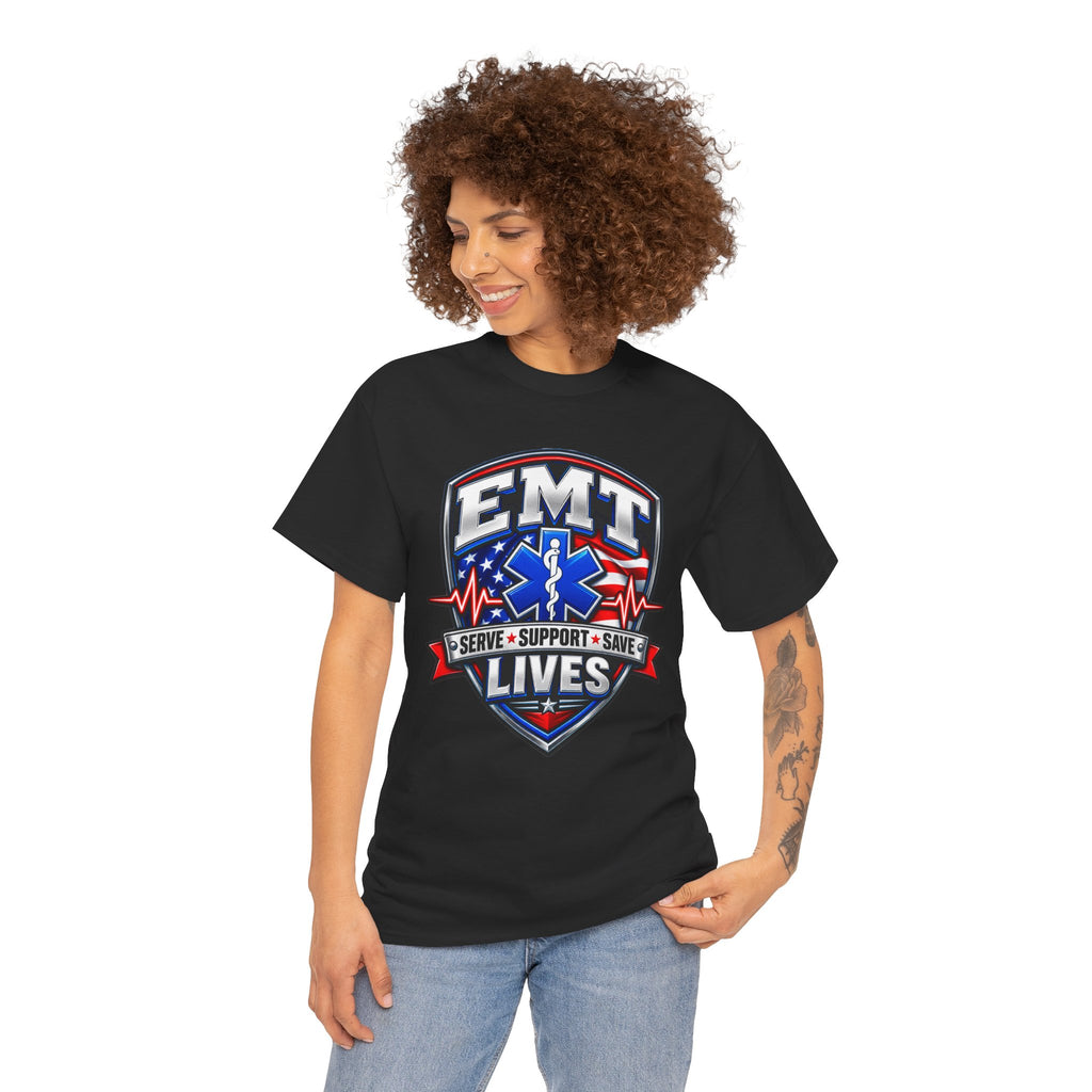 EMT Lives Tee — "Serve • Support • Save" EMS Shield Shirt