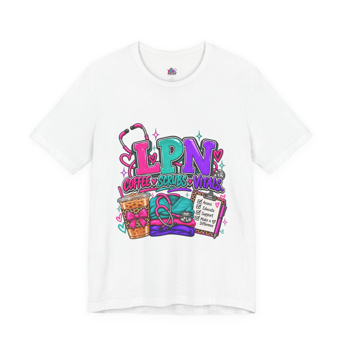 LPN T-Shirt — “Coffee • Scrubs • Vitals” Licensed Practical Nurse Graphic Tee
