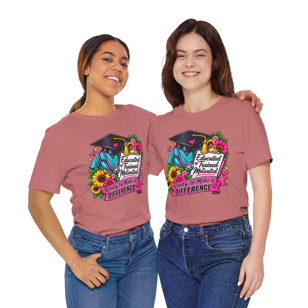 Healthcare Graduation T-Shirt | Educated, Trained, Motivated