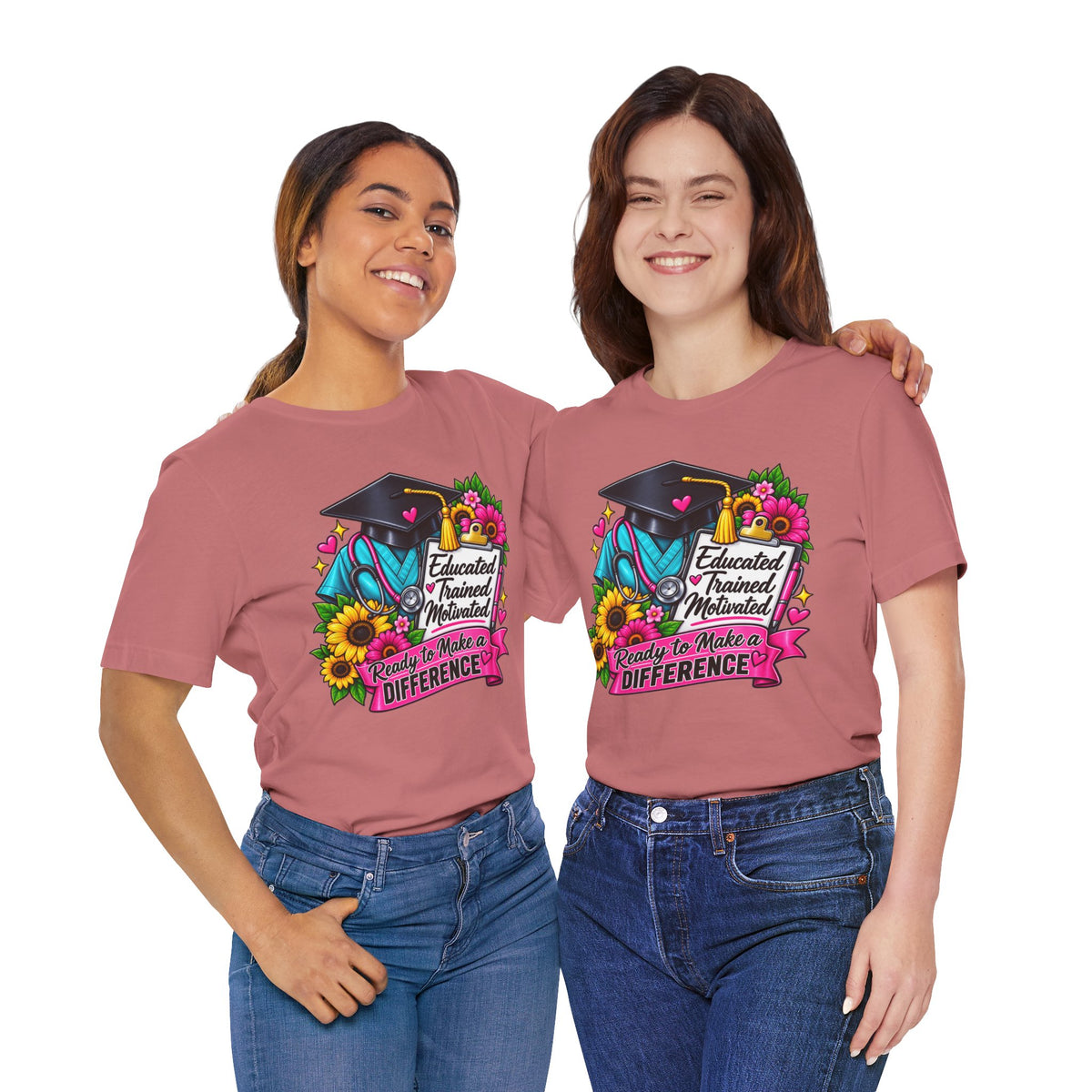 Healthcare Graduation T-Shirt | Educated, Trained, Motivated