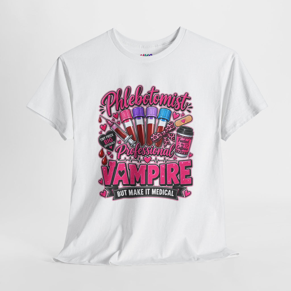 Phlebotomist Vampire T-Shirt – 'Professional Vampire but Make It Medical' Cute Medical Worker Tee