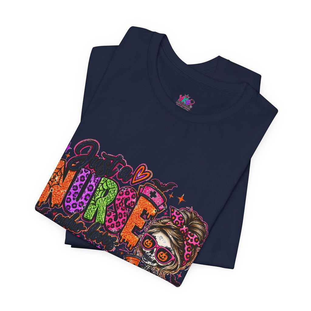 Just a Nurse Who Loves Spooky Tee — Halloween Nurse Graphic Shirt