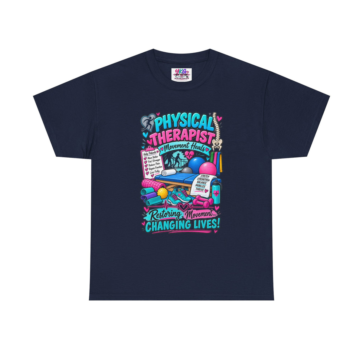 Physical Therapist T-Shirt — "Restoring Movement, Changing Lives" Colorful Rehab Tee