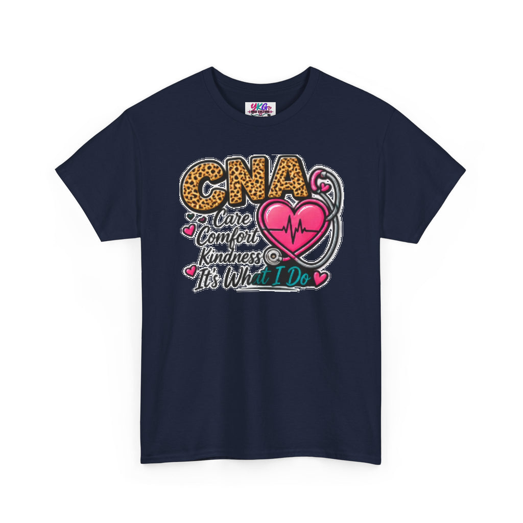 CNA Tee - "Care Comfort Kindness" Heartbeat Stethoscope Shirt for Nursing Assistants