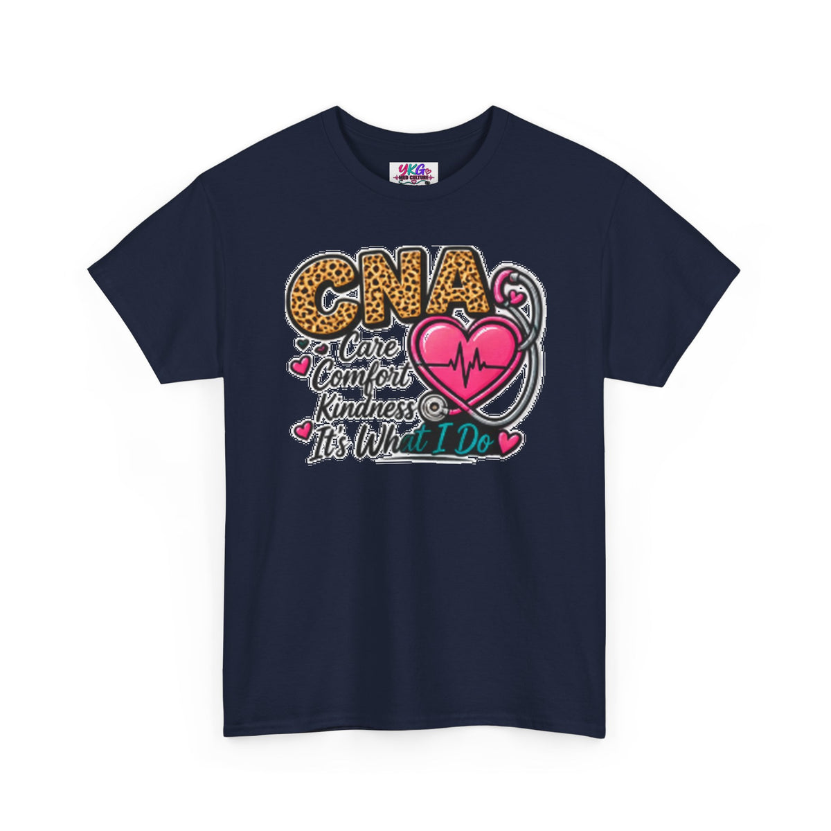 CNA Tee - "Care Comfort Kindness" Heartbeat Stethoscope Shirt for Nursing Assistants