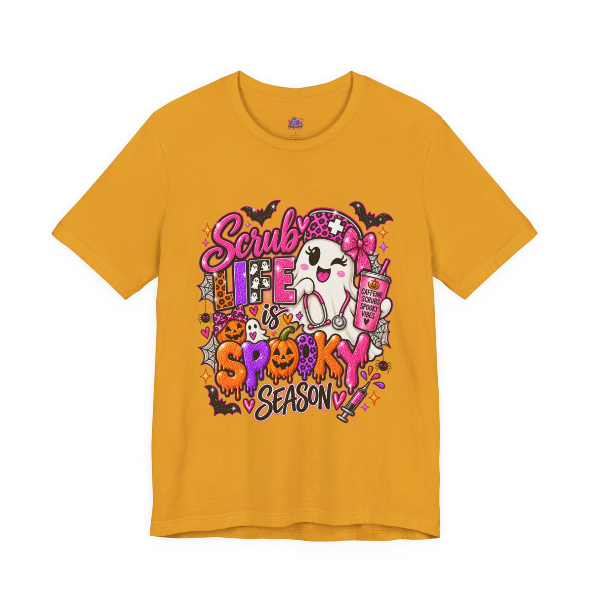 Spooky Season Scrub Life Graphic Tee — Halloween Nurse & Healthcare Cartoon Shirt