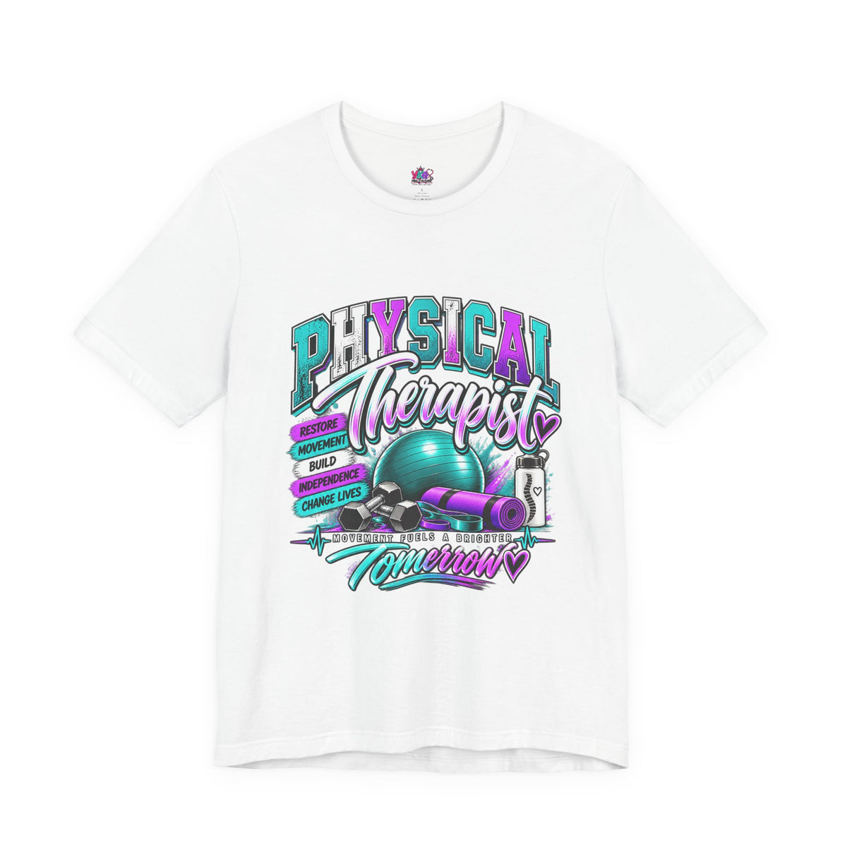 Physical Therapist Tee — Retro Fitness Graphic Shirt ("Physical Therapist: Helping People Move, Change Lives")