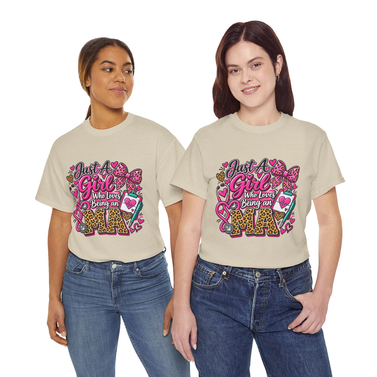 Girls Who Love Being an Medical Assistant T-Shirt — Cute Pink Leopard Nurse Tee