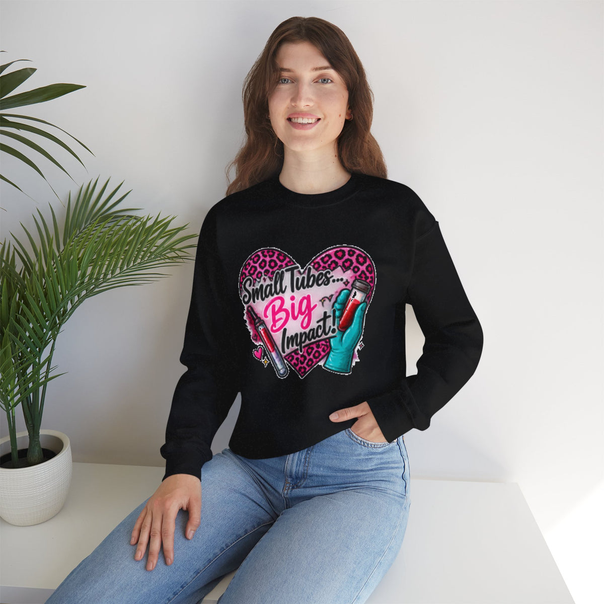 Small Tubes, Big Impact Phlebotomist Crewneck Sweatshirt