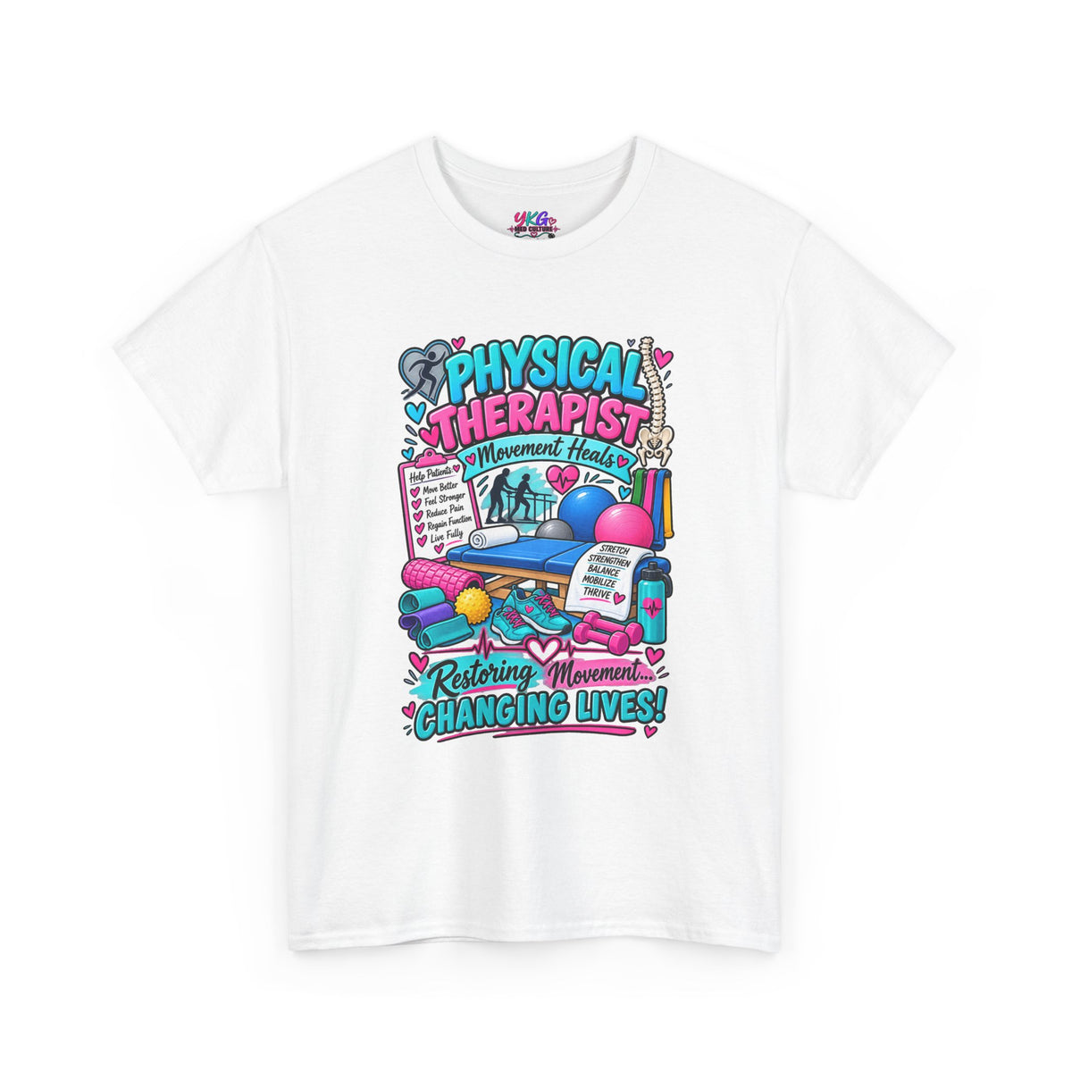 Physical Therapist T-Shirt — "Restoring Movement, Changing Lives" Colorful Rehab Tee
