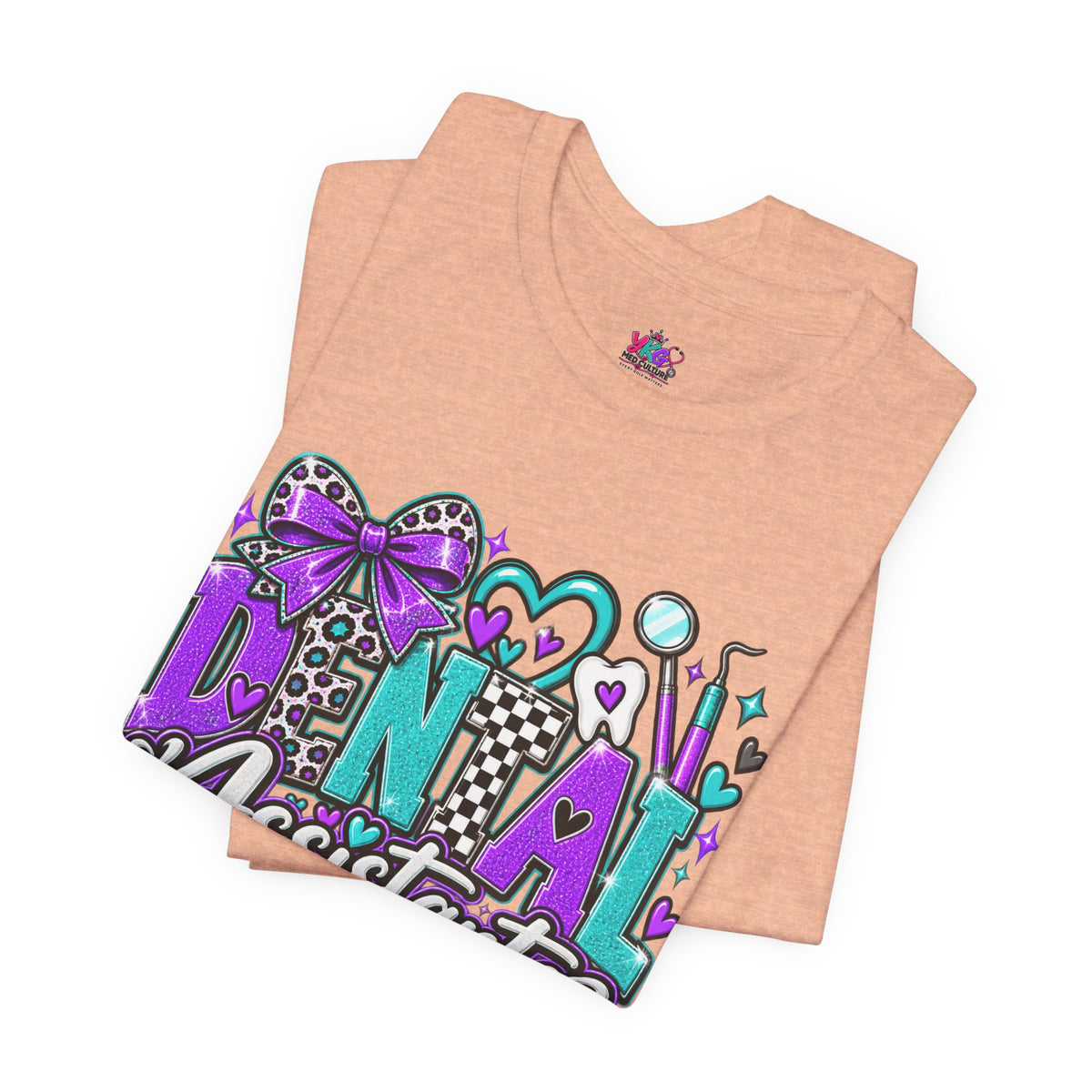 Dental Assistant T‑Shirt — Cute Purple & Teal Doodle Design