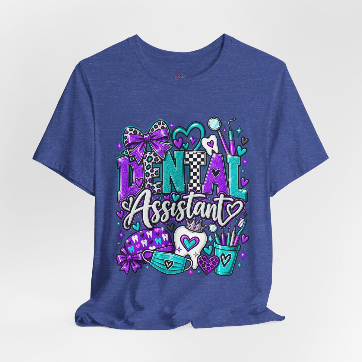 Dental Assistant T‑Shirt — Cute Purple & Teal Doodle Design