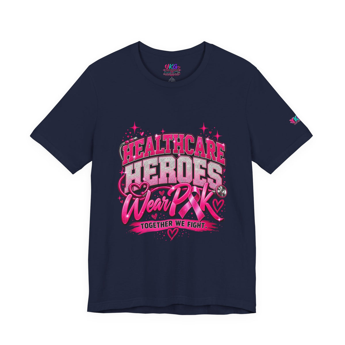 Breast Cancer Awareness Tee — "Healthcare Heroes Wear Pink" Support Ribbon Shirt