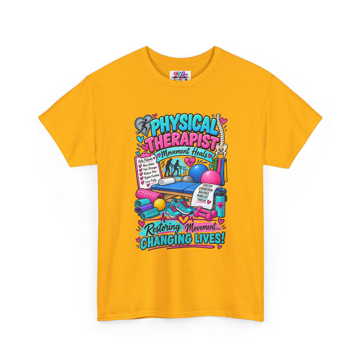 Physical Therapist T-Shirt — "Restoring Movement, Changing Lives" Colorful Rehab Tee