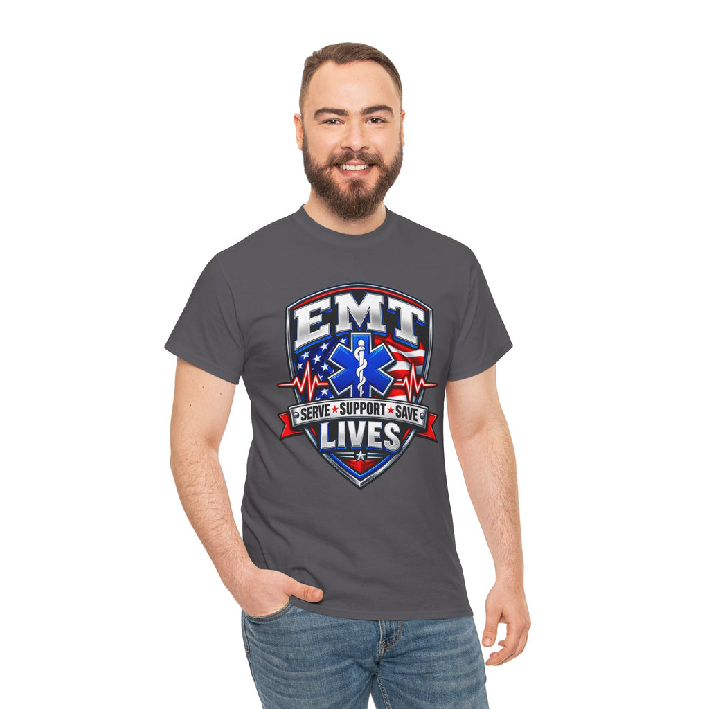 EMT Lives Tee — "Serve • Support • Save" EMS Shield Shirt