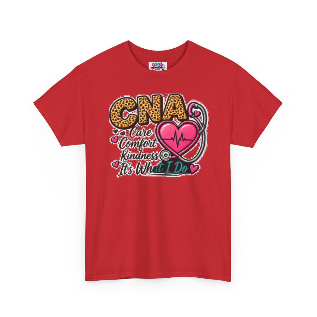 CNA Tee - "Care Comfort Kindness" Heartbeat Stethoscope Shirt for Nursing Assistants