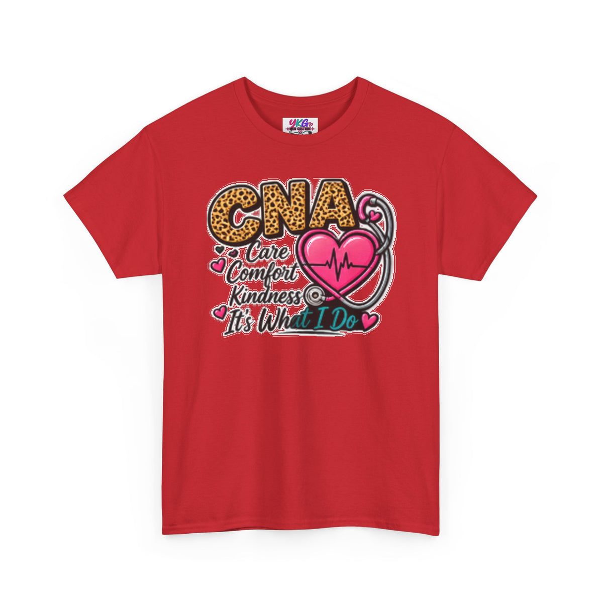 CNA Tee - "Care Comfort Kindness" Heartbeat Stethoscope Shirt for Nursing Assistants