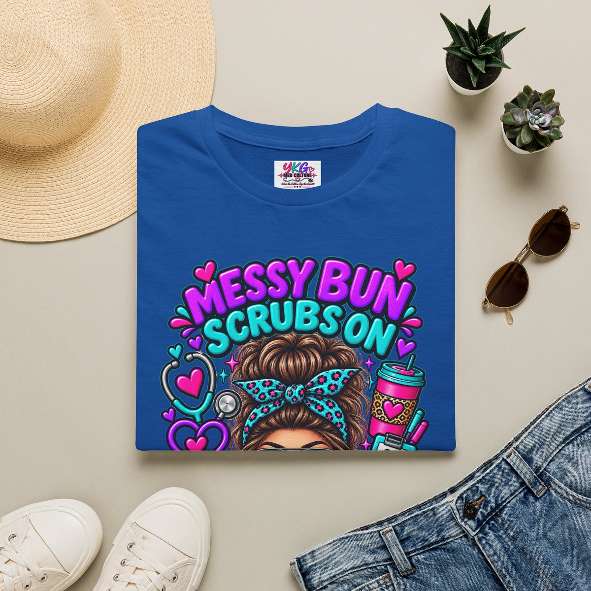 Messy Bun, Scrubs On Tee — Coffee Strong Nurse Shirt