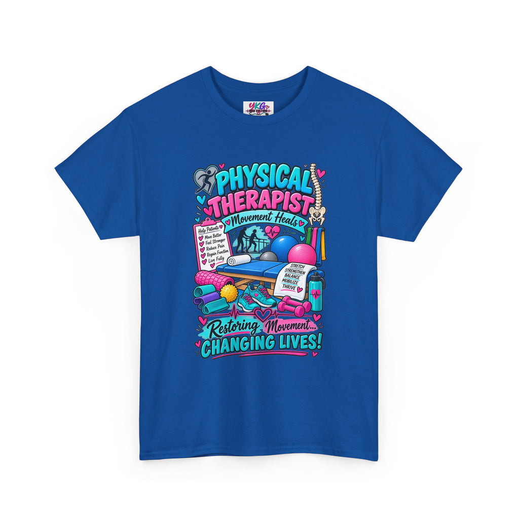 Physical Therapist T-Shirt — "Restoring Movement, Changing Lives" Colorful Rehab Tee