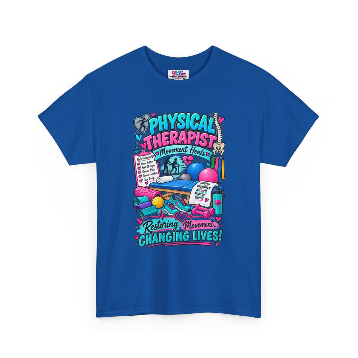 Physical Therapist T-Shirt — "Restoring Movement, Changing Lives" Colorful Rehab Tee