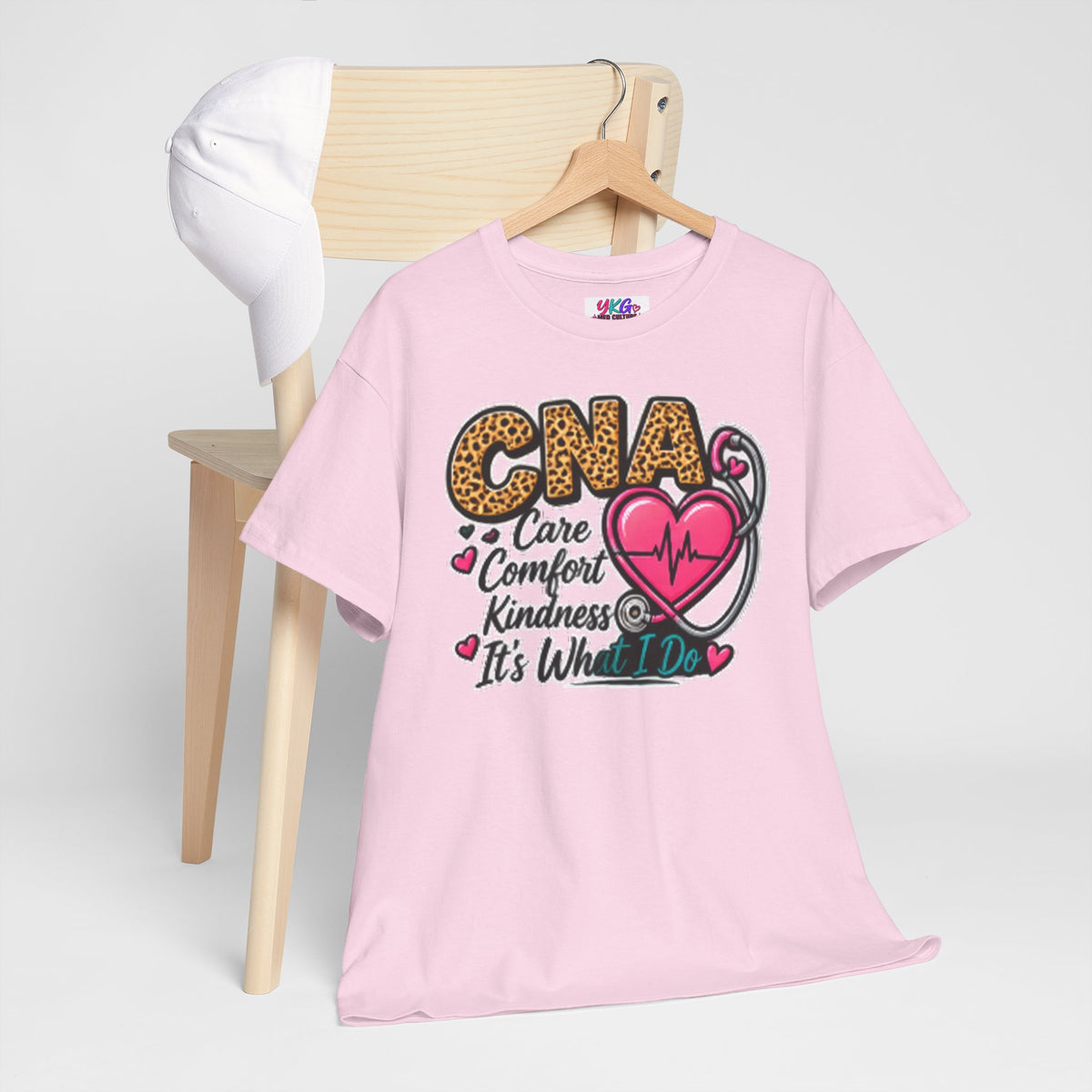 CNA Tee - "Care Comfort Kindness" Heartbeat Stethoscope Shirt for Nursing Assistants