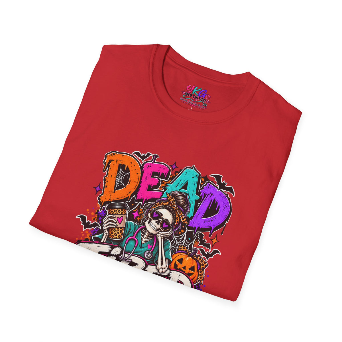 Dead Tired Still Caring Graphic T-Shirt — Funny Gothic Skull Tee