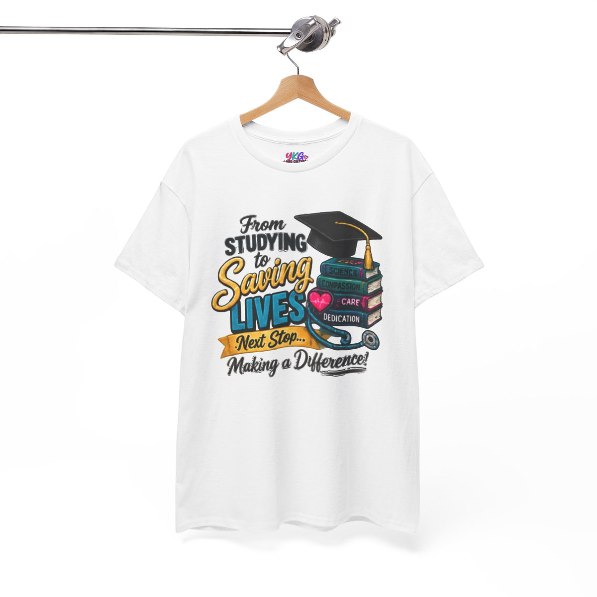 Saving Lives Nursing Graduate T-Shirt — "From Studying to Saving Lives" Graduation Tee