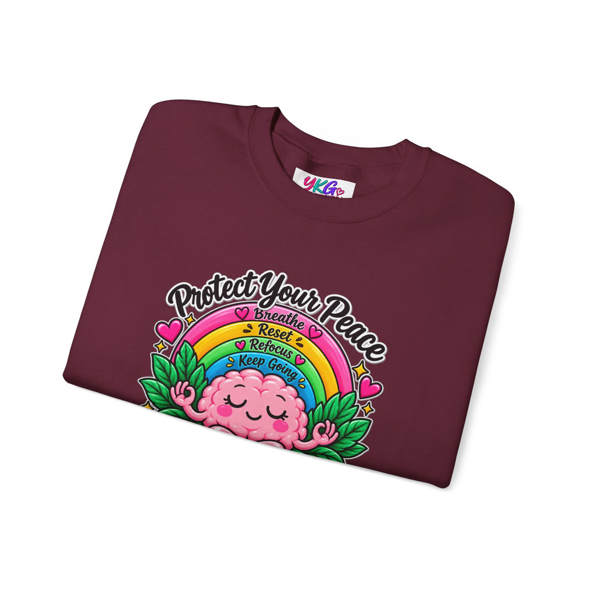 Protect Your Peace Crewneck Sweatshirt — Mental Health Matters Rainbow Brain