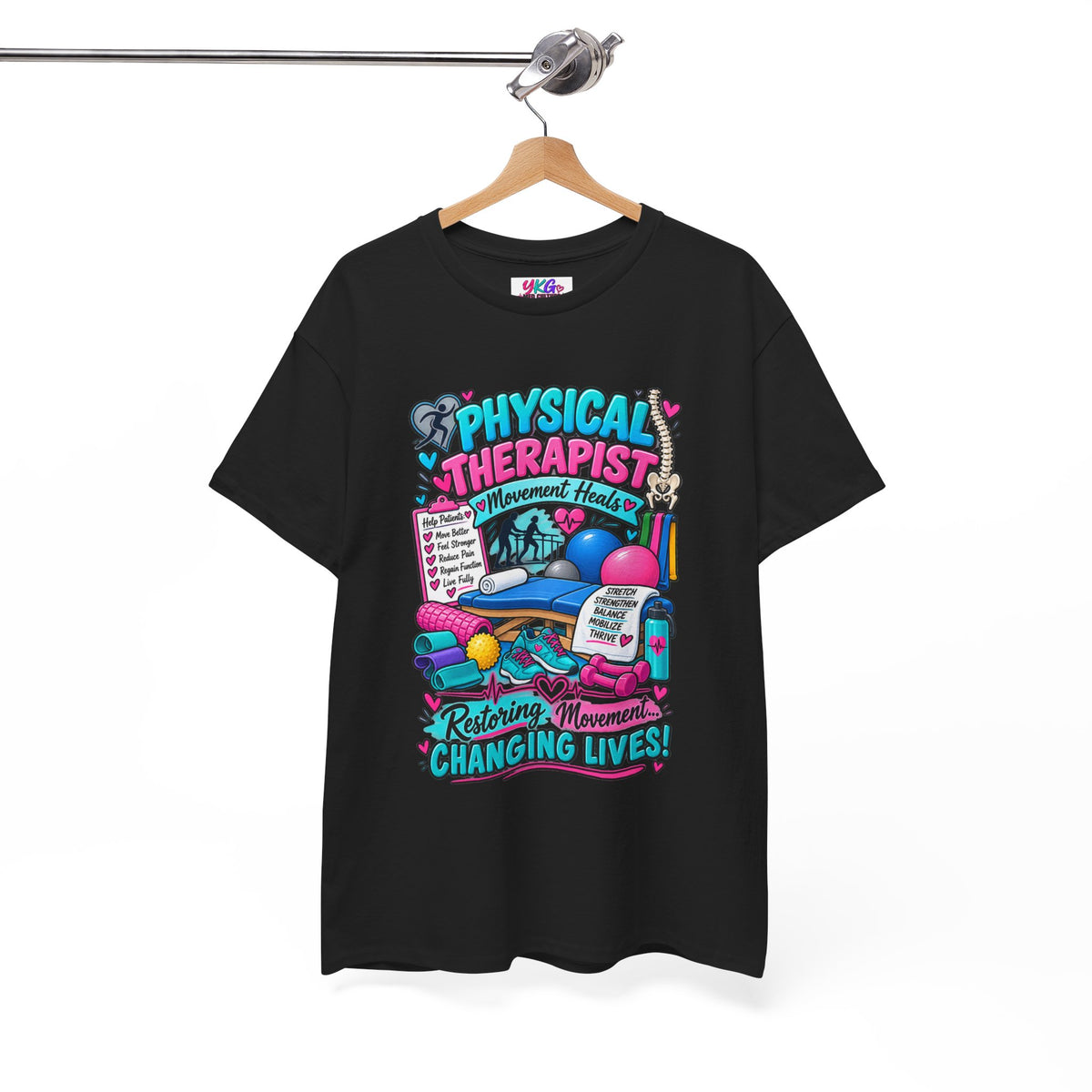Physical Therapist T-Shirt — "Restoring Movement, Changing Lives" Colorful Rehab Tee