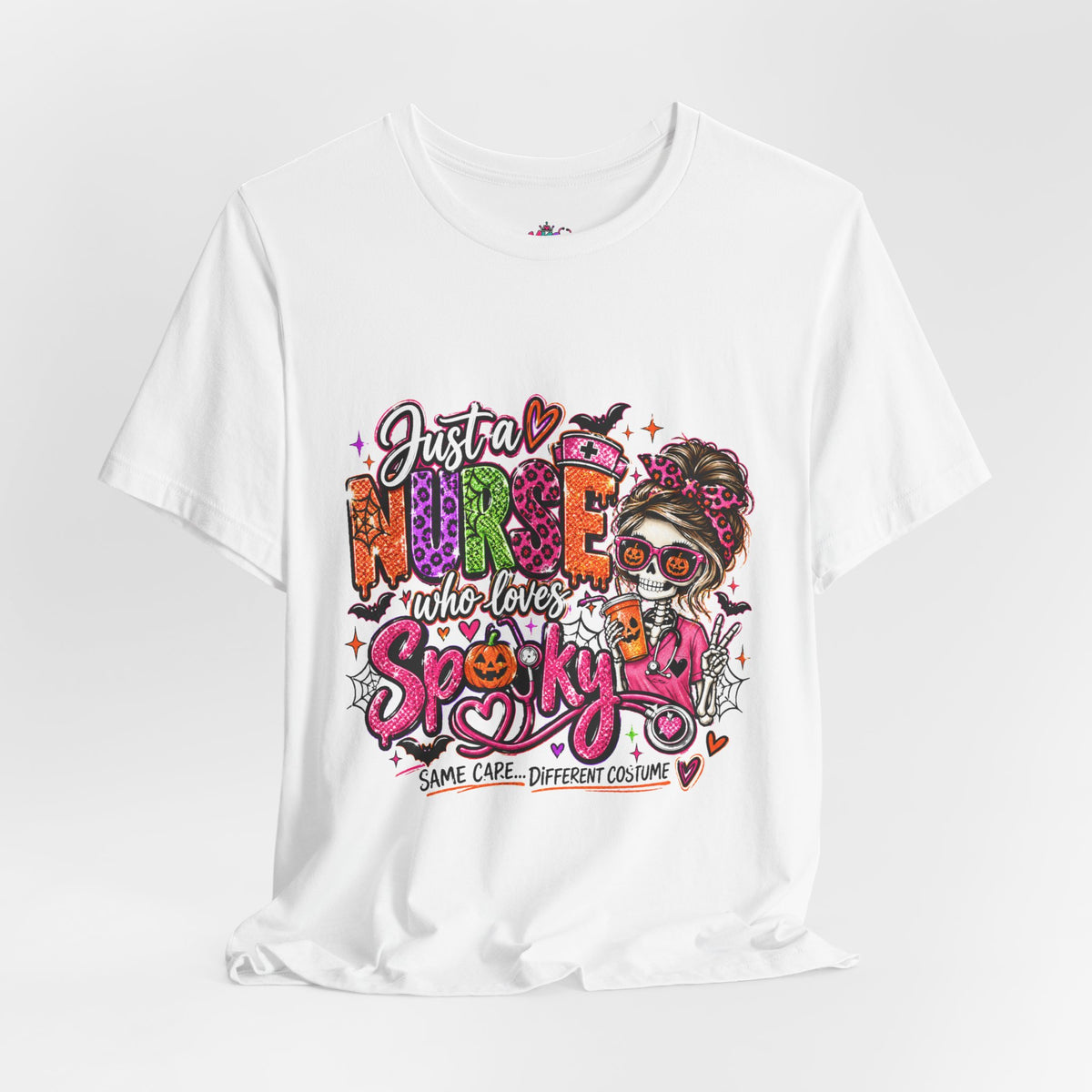 Just a Nurse Who Loves Spooky Tee — Halloween Nurse Graphic Shirt