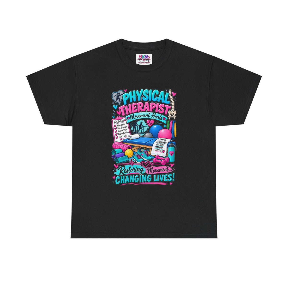 Physical Therapist T-Shirt — "Restoring Movement, Changing Lives" Colorful Rehab Tee