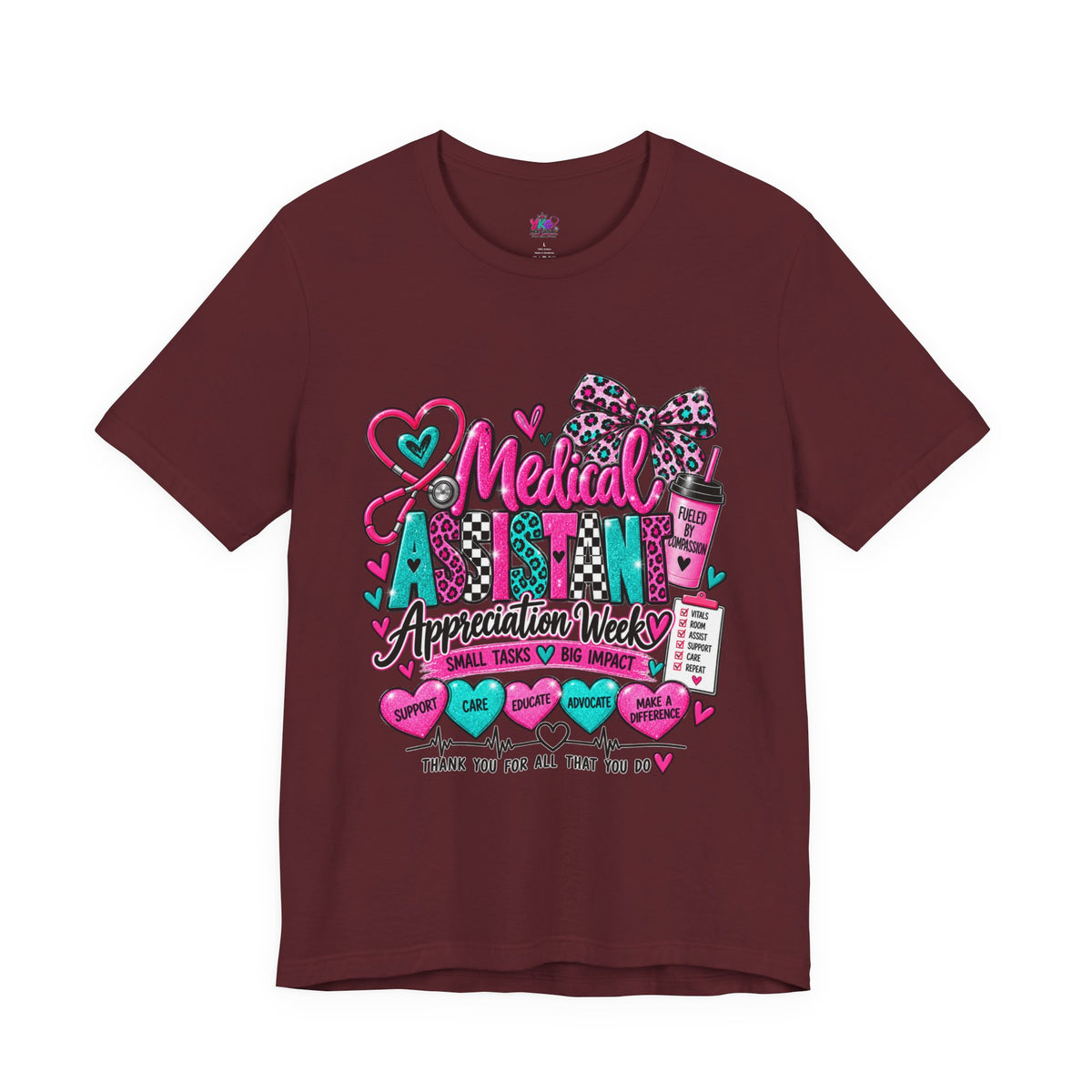 Medical Assistant Appreciation Week T‑Shirt – Cute Pink & Teal Appreciation Tee