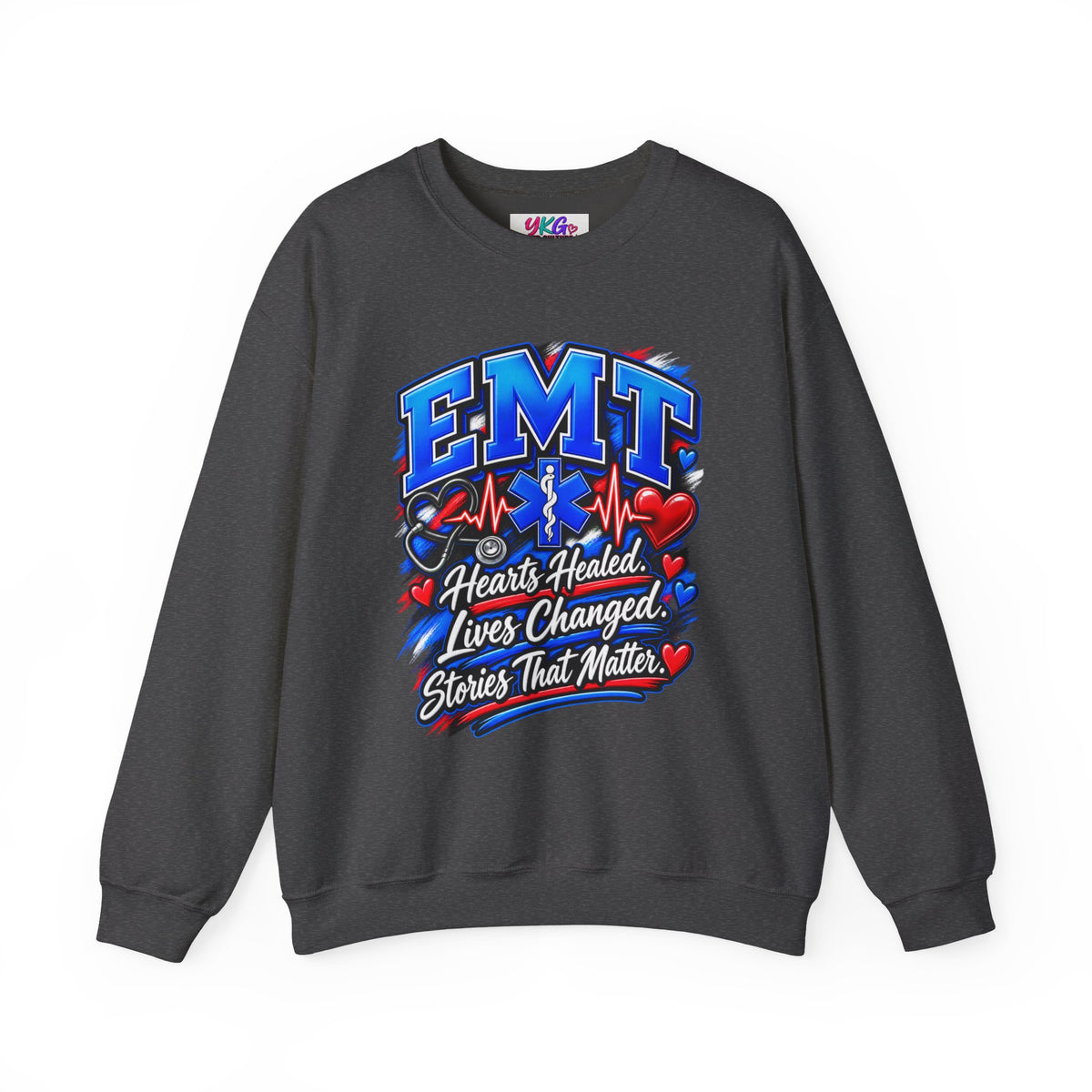 EMT Crewneck Sweatshirt — Hearts Healed, Lives Changed, Stories That Matter