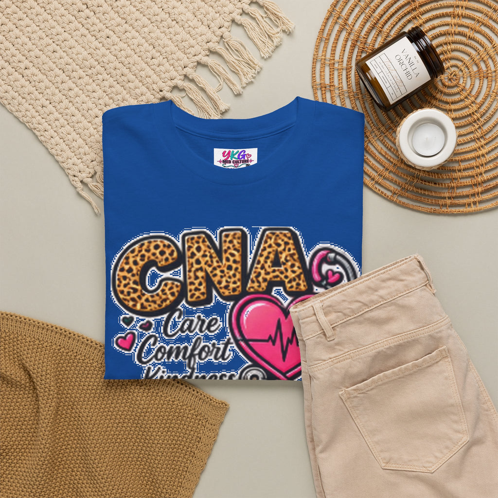 CNA Tee - "Care Comfort Kindness" Heartbeat Stethoscope Shirt for Nursing Assistants