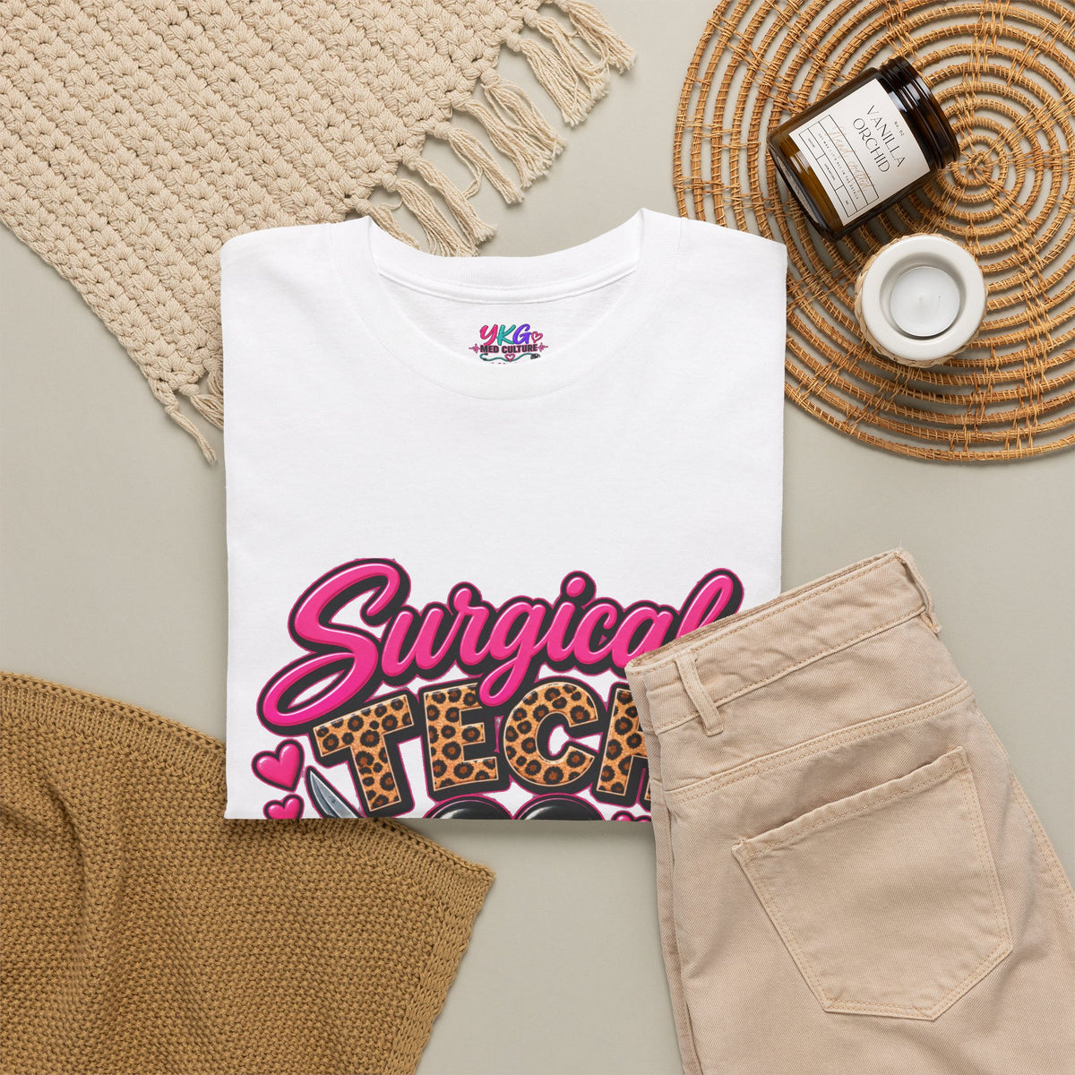 Surgical Tech T-Shirt – Cute Pink Leopard Scrub Scissors Design
