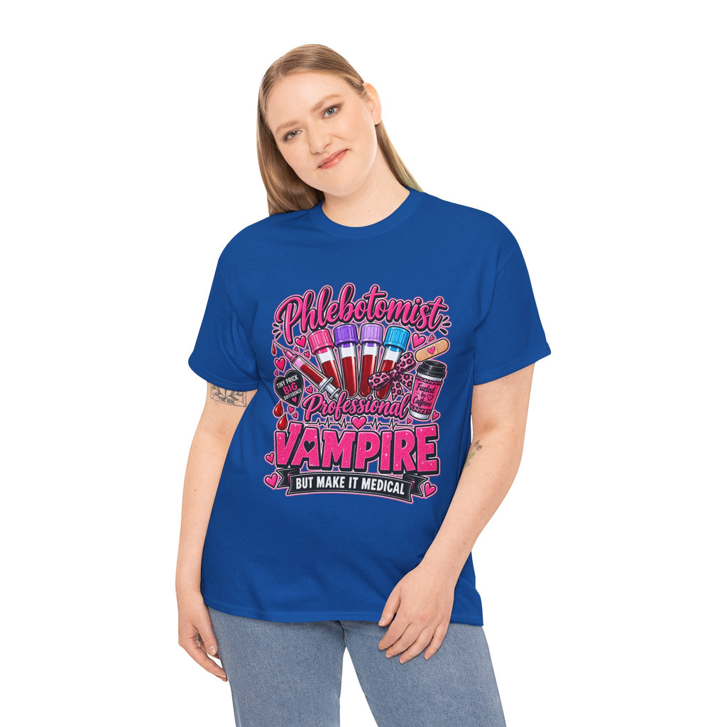 Phlebotomist Vampire T-Shirt – 'Professional Vampire but Make It Medical' Cute Medical Worker Tee