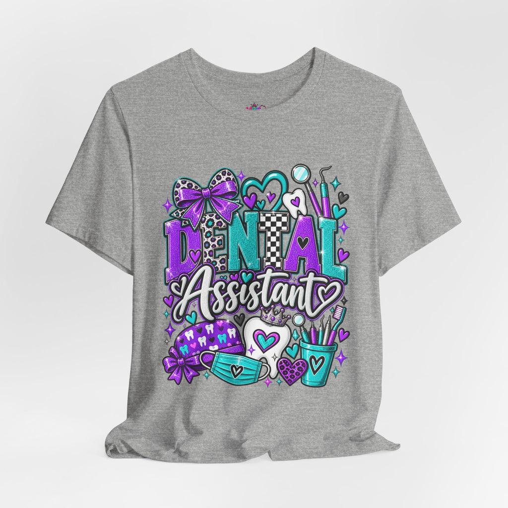 Dental Assistant T‑Shirt — Cute Purple & Teal Doodle Design