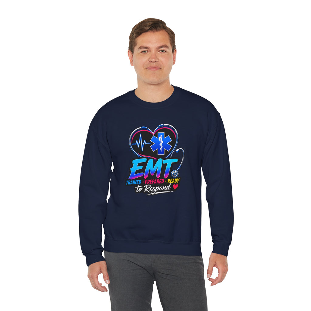 EMT Crewneck Sweatshirt — "Trained • Prepared • Ready to Respond" Paramedic Pullover