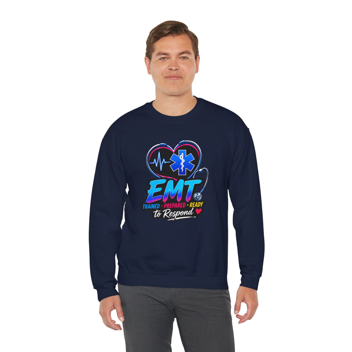 EMT Crewneck Sweatshirt — "Trained • Prepared • Ready to Respond" Paramedic Pullover