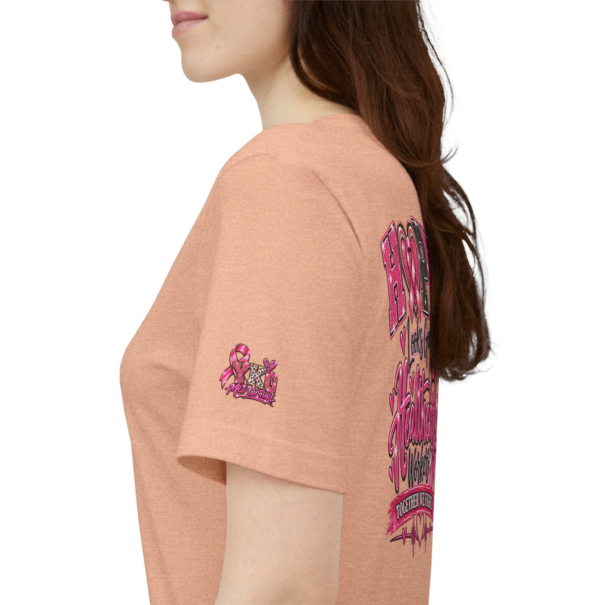 Hope Looks Good On Healthcare Workers T-Shirt — Breast Cancer Awareness Healthcare Tee