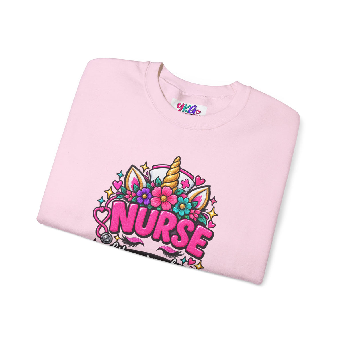Crewneck Sweatshirt — "Nurse Like a Regular Nurse, Only More Magical" Cute Unicorn Nursing Pullover