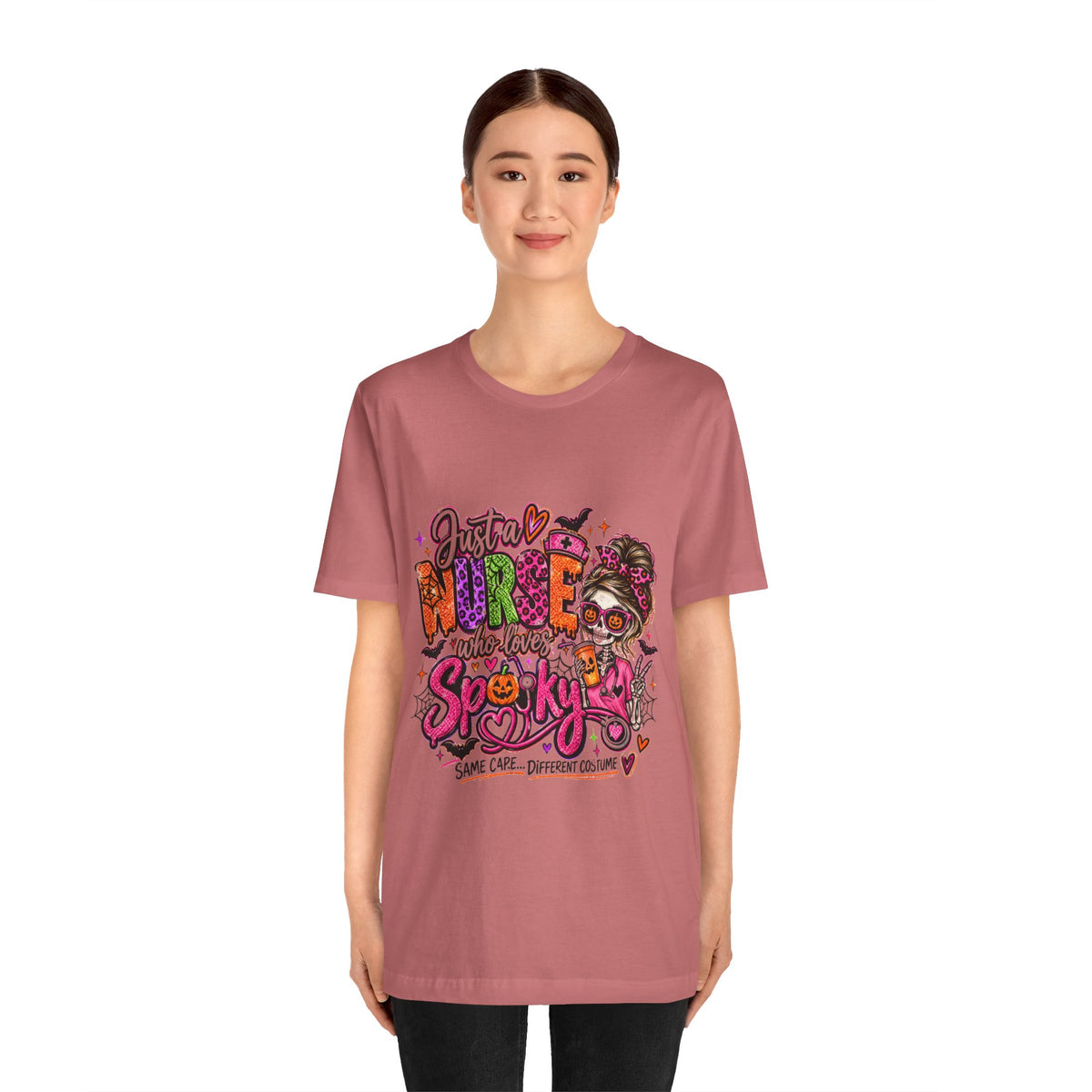 Just a Nurse Who Loves Spooky Tee — Halloween Nurse Graphic Shirt
