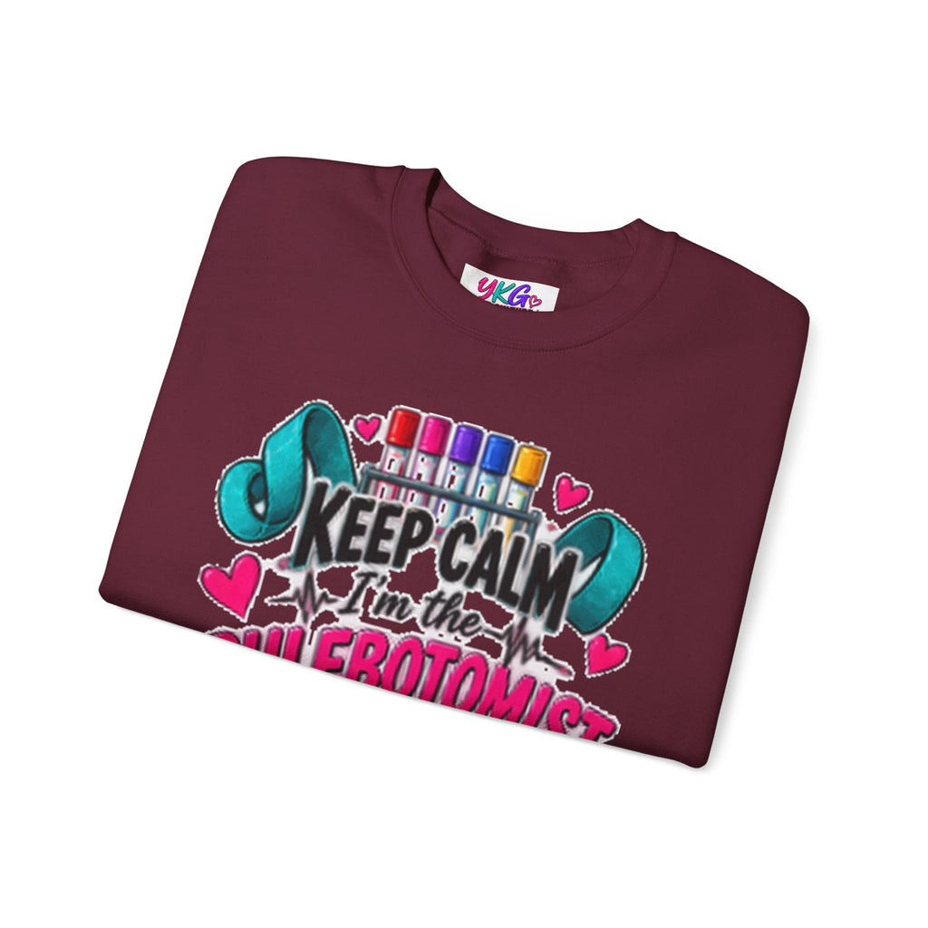Phlebotomist Crewneck Sweatshirt – 'Keep Calm I'm the Phlebotomist' Cute Medical Gift
