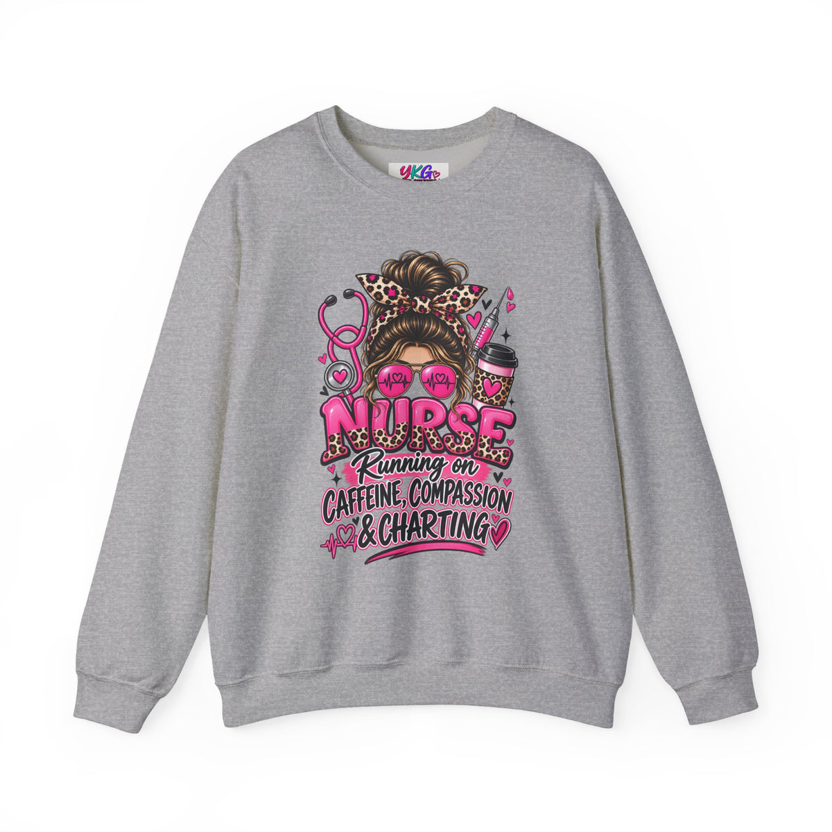 Registered Nurse Crewneck Sweatshirt — Caffeine, Compassion & Charting