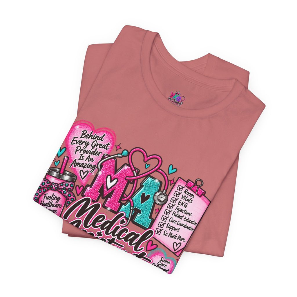 Medical Assistant Appreciation Week T-Shirt — Cute Pink & Teal Hearts Design